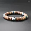 Strand Fashion Men's Hand-beaded Bracelet Vintage Style Handmade Stretch Thread Wood Bead Coconut Shell Charm