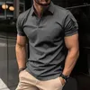 Polos pour hommes Polos vêtements bras poche conception couleur unie polyvalent col rabattable sport à manches courtes T-shirts pour hommes