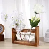 Vases Clear Hydro Pendulum Vase- Terrarium With Glass Heart Planter Vase Wooden Stand For Hydroponics Plants Indoor Home