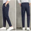 Pantalon pour hommes printemps costume mince coupe ajustée affaires décontracté drapé extensible tout assorti maigre minceur