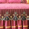 Jupe de lit de luxe, couvre-lit d'hiver sur la maison épaisse, draps de style jupe en dentelle, broderie en coton, tartinades de style européen