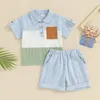 Clothing Sets Infant Toddler Baby Boy Short Sleeve Lapel Shirts Patchwork T-shirt Linen Shorts 2Pcs Spring Summer Outfits