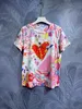 2024 Spring New Round Neck Printed Beaded T-shirt Versatile for Daily Use