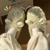 Slippers Winter Femmes Furry Slippers Soft Plux Cartoon Faux Fur Chaussures Plateforme de dames intérieures Sandalias House Fluffy Slides QT139