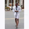 Mens Suits 2023 최신 코트 팬츠 디자인 남성용 백색 결혼식 짧은 공식 슬림 한 슬림 한 Summer Groom Beach Custom Man Blazer