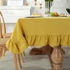 Tischdecke Einfache Lotusblattkante Haushalt Baumwolle Und Leinen Quadratische Tischdecken Beschützer Weiche Waschbare Schrankbezüge