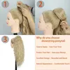 Syntetyczne peruki długie klip w kucyku fala wodna fala sznurka kucyk naturalne włosy dla kobiet syntetyczny fałszywy kucyk