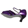 Dansschoenen Elisha Schoen Dames Salsa Ballroom Aangepaste hak Paarse kleur Feest Latin Open teen sandalen