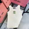 Frühling/Sommer Neues Tank-Top mit Strass-Buchstaben-Strick, schmales ärmelloses Top, Rundhals-Strick-Tank-Top, schwarz, ärmellose Strickweste, Designer-Oberteile für Damen, Weste