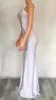 ステージウェアセクシーなキラキラ光る銀のラインストーンノースリーブドレスプロムイブニング透明なクリスタルコスチューム結婚式