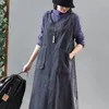 Casual Kleider Mode Cord Kleid 2024 Frühling Herbst Lose frauen Ärmel Tasche Weste Elegante Vestidos Weibliche