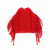 Men's Hoodies Sweatshirts Long Tassle Sweatshirts Male Hip Hop Streetwear Casual Black Red Hoodie Stage Show Clothing 24318