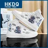 HKDQ Chinese Style Dragon Mens High Sneakers White Leather Trendy Casual Man Fashion Outdoor Skateboard Shoes For Men 240307