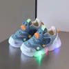 HBP Não-Marca LED Crianças Tênis Crianças Bebê Meninas Meninos Carta Malha Led Meias Esporte Run Tênis Sapatos Acenda Sapatos Chaussures pour enfants