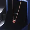 Pendentif Colliers Rose Fleur pour Femmes Filles Simple Rouge Zircon Or Couleur Cadeau D'anniversaire Bijoux De Mode N179