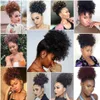 Synthetische pruiken Kort Afro Bladerdeeg Knot Paardenstaart Synthetisch Kinky Krullend Haar Chignon Haarstukjes Trekkoord Paardenstaarthaar voor Dames 240329