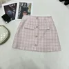 Work Dresses 2024 Women's Fashion Suit Pink And White Tweed Jacket High Waist A Version Skirt 2-piece Set 0308