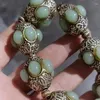 Strand Tibetan Silver-Wrapped Jade Transparent Full Full Antique Jewelry Armband
