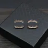 Venta caliente 18K dorado 925 plata marca de lujo diseñador carta stud geometría famosa mujer circular cristal diamante pendientes de perlas fiesta de bodas