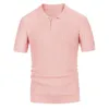 Polo's voor heren Zomerkleding Luxe gebreid poloshirt met korte mouwen en button-down Effen kleur Vintage mode Zakelijk vrijetijdskleding