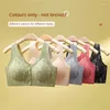 Bras Back Backless Bra Flower haft haft koronkowy sportowy sport szeroki pasek na ramię przednie przycisk