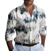 Chemises décontractées pour hommes Original Unique beau pour hommes Combo col rabattu manches longues imprimé Blouse Sport Ropa de Hombre