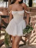 Casual Dresses Womens Summer Flowy Dress Sleeveless Square Neck Tie-Up Front Short Tank A-Line S-XL