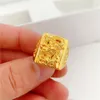 Bagues de cluster Real 18K Gold Couleur Relief Dragon Motif Bague pour amant Hommes Bro Père Fête Anniversaire Bijoux Cadeau Ne se fanent pas