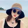 Berets Women Summer Weave Hats Fisherman Hats Oddychający Słońce szerokie wizjerze na zewnątrz plażę Panie Podróż Słońce kapelusz składana czapka H136