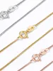 Pendants Pure 925 Sterling Silver 1mm Box Chain Necklace For Women Men 40cm-60cm Wholesale Fashion Basic Fit Pendant DIY Jewelry