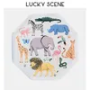 Party Decoration 8pcs 7inches Blue Elephant Hexagonal Paper Tray Disponible Eco-Friendly Birthday Supplies Fest S01650