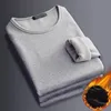 Dnale K Mens Underwear Winter LongSleeved Thermal PLU Velvet Tshirt Oneck Solid Color Slim Bottoming Shirt 240308