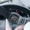 Luxury Mens Mechanical Watch Richa Milles RM055 W pełni automatyczny ruch Sapphire Mirror Guma opaska na zegarki Szwajcarskie zegarek P0XU