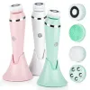 Dispositivos 4 em 1 Escova de Limpeza Facial Elétrica Recarregável À Prova D 'Água Spin Sonic Exfoliator Face Scrubber Cleanser Máquina de Cuidados com a Pele