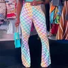 Kvinnor Pants American Casual Women Four Seasons Fashion Multi-Color Print Slim Blad Sweatpants Y2K kläder