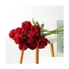 Decorative Flowers Wreaths Rose Artificial Flower Realistic Roses Bouquet Long Stem Single Fake Floral For Home Office Parties And Dro Dhukq