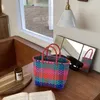 Top Shoulder Bags New Designer Handbags Vegetable Basket Woven Tote Bag Colorful Beach Bag 240311