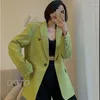 여자 정장 UNXX 2024 봄 시즌 우아하고 다재다능한 느슨한 단색 슈트 재킷 여성 스타일 캐주얼 녹색 탑