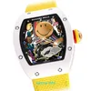 Ladies Watch RM Watch Lastest Watch Mechanical Watches for Men Classic Barrel Tonneau Male Clock RM 88 Smiley Rubber Strap Wristwatch Ceramic Fashion Male Watch 43MM