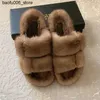 Chinelos 2024 Womens Fur Slider 100% Genuine Mink Leather Slider Estação Europeia Womens Fur Slider Flat Shoes Elegante e Luxuoso Q240318