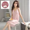 Mulheres sleepwear vestido de verão sexy espaguete cinta mulheres camisola com almofadas de peito casual tracksuit pijama grandes jardas algodão saia vestir