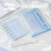 42 feuilles A7 Simpliicty Notebook Blanc Bleu Journal Classeur Bloc-notes pour Étudiant Transparent Papeterie Cahiers Sac De Rangement 240311