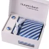 Cravate de créateur 8,5 cm pour hommes d'affaires, ensemble en polyester, boîte-cadeau à rayures {catégorie}
