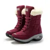 HBP非ブランド新しいINS女性プラットフォームエアクッションハイキングブーツ毛皮のファジー登山ブーツ女性ベルベット冬のスノーブーツ