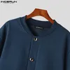 Jaquetas masculinas 2024 homens cor sólida meia manga solta botão acima moda colheita casacos primavera streetwear casual S-5XL incerun