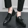 Tassels Classic Design HBP Non-Brand Loafers Dress Shoes Black Color Formal Wedding Point Toe Leather Men