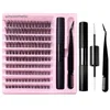 Cluster Lashes 140pcs DIY Eyelash Extension C/D Curl Long Individual Lashes Mixed Tray Faux Mink Lash Clusters Extensions 0.07