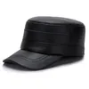Ball Caps Male Genuine Hat Adult Autumn Winter Warm Leather Cap Ear Protection Young Man Peaked Flat Baseball Students Hats B-7184