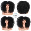 Synthetic Wigs Short Hair Blonde Wigs Afro Kinky Curly Wig With Bangs For Black Women Cosplay Lolita Synthetic Natural Glueless Brown Mixed 240329