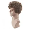 Wigs HAIRJOY Black Wig Men Short Curly Layered Synthetic Hair Brown Wigs